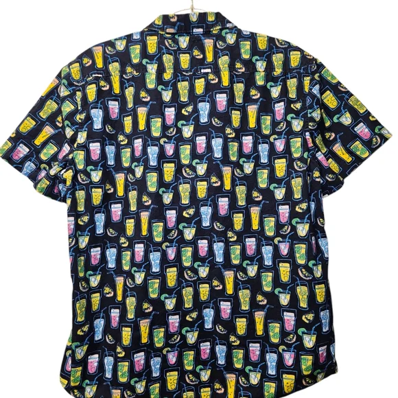 MTL Made to Live cocktails camp shirt Mens Large button down cotton festive - Picture 2 of 4